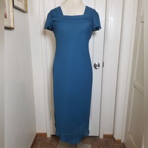HAYLEY MATTHEWS teal Green Lined Short Sleeve Maxi Dress Gown 12P